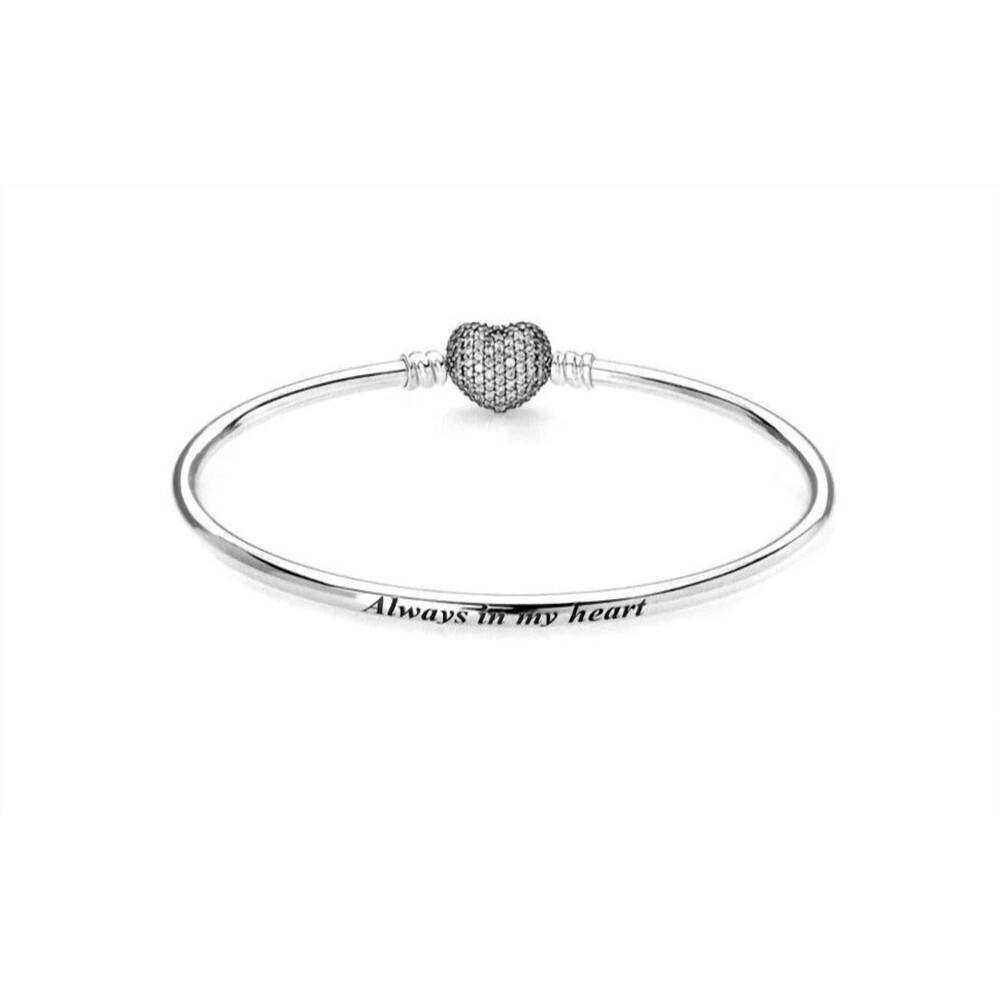 NEW PANDORA women's always in my heart bangle bracelet in silver